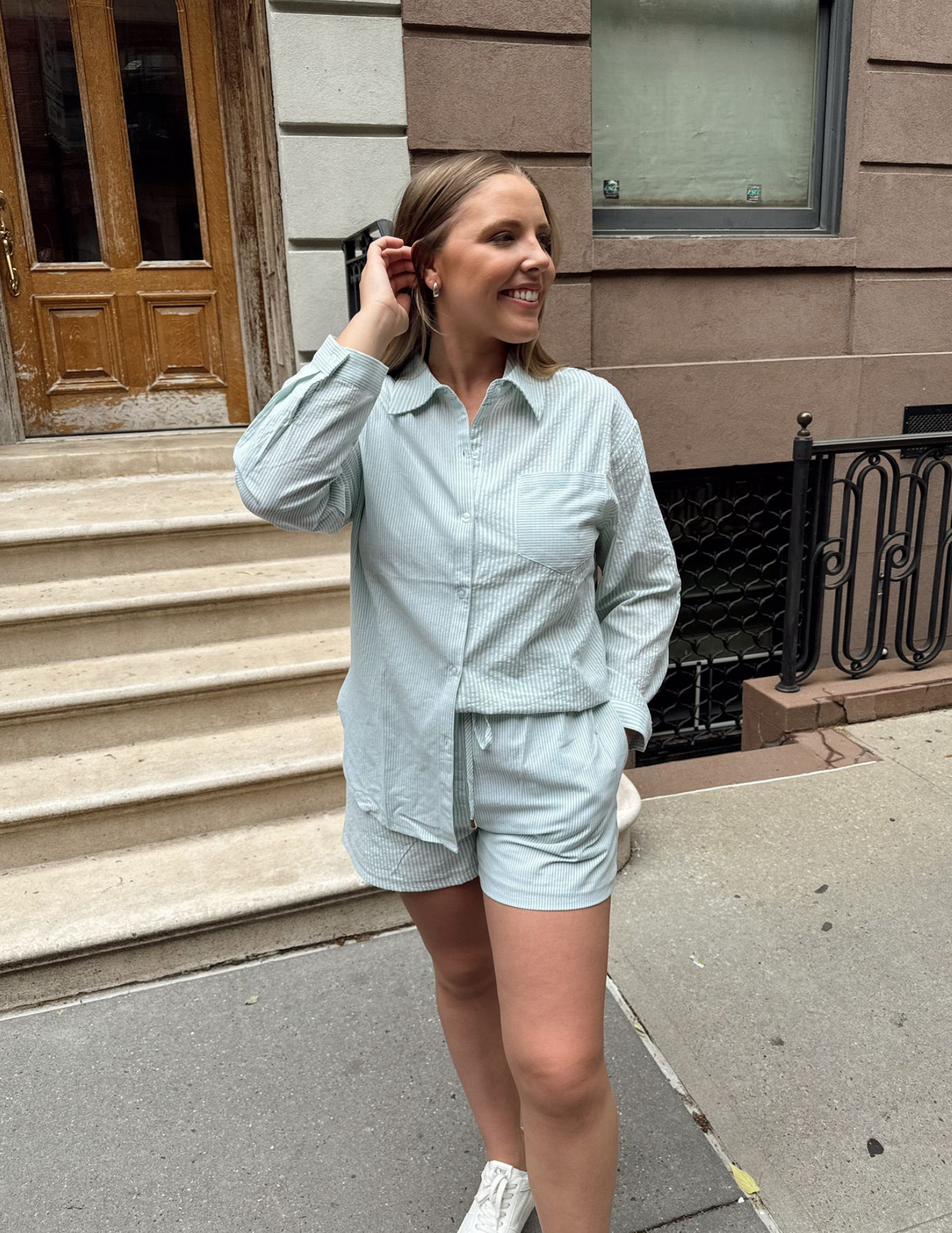 Brooklyn Striped Button Down Top