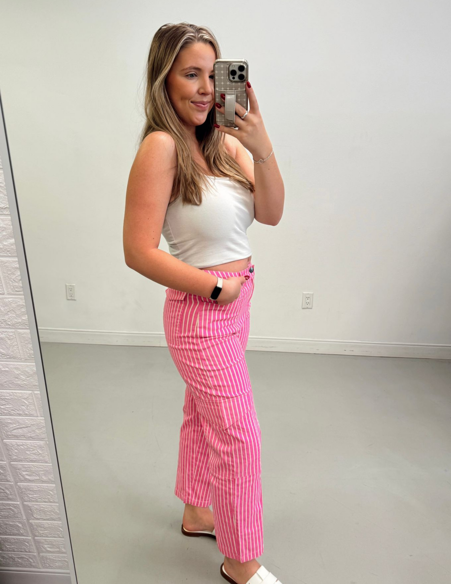Clara Striped Denim Cargo Pants