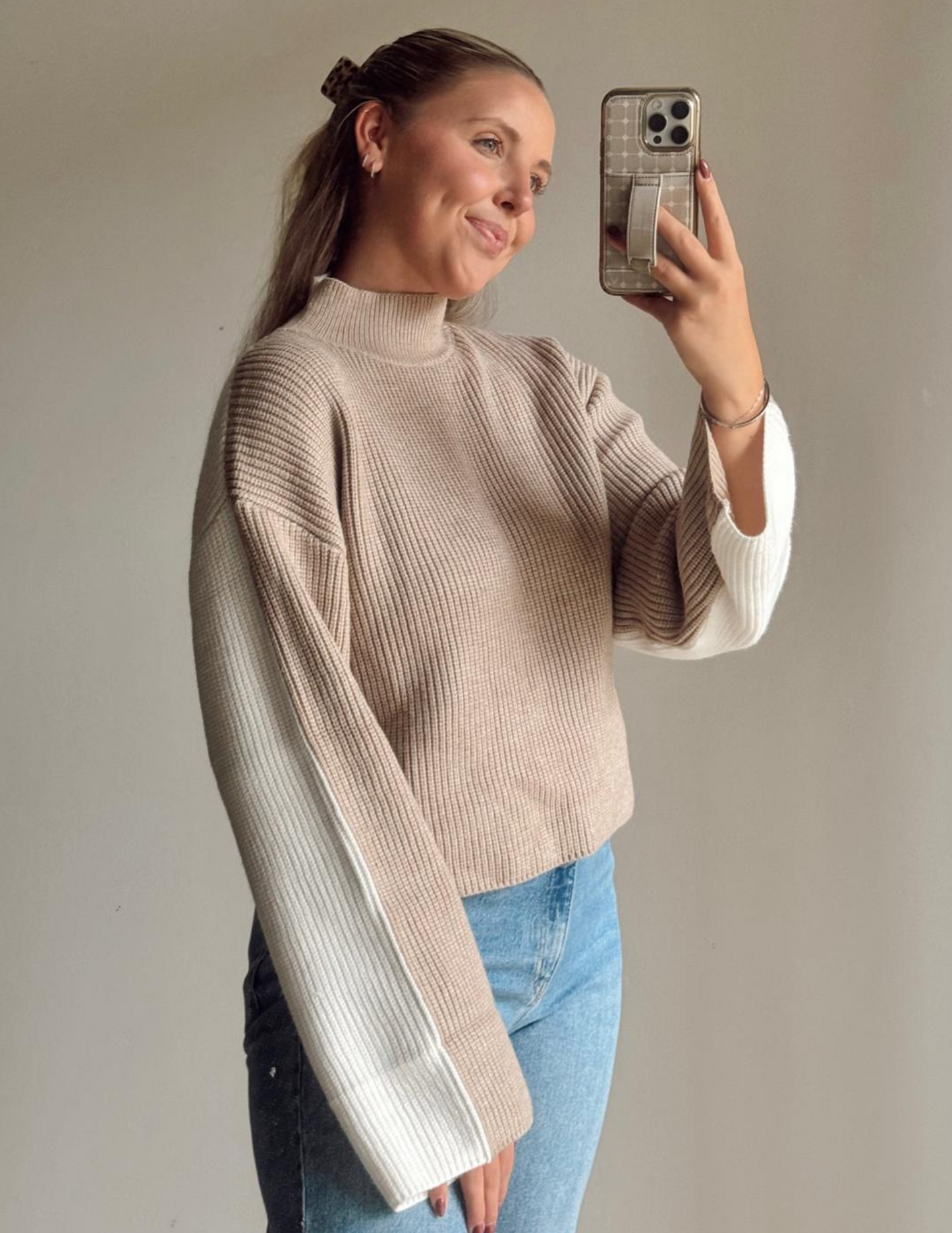 Maisie Two-Toned Mock Neck Sweater