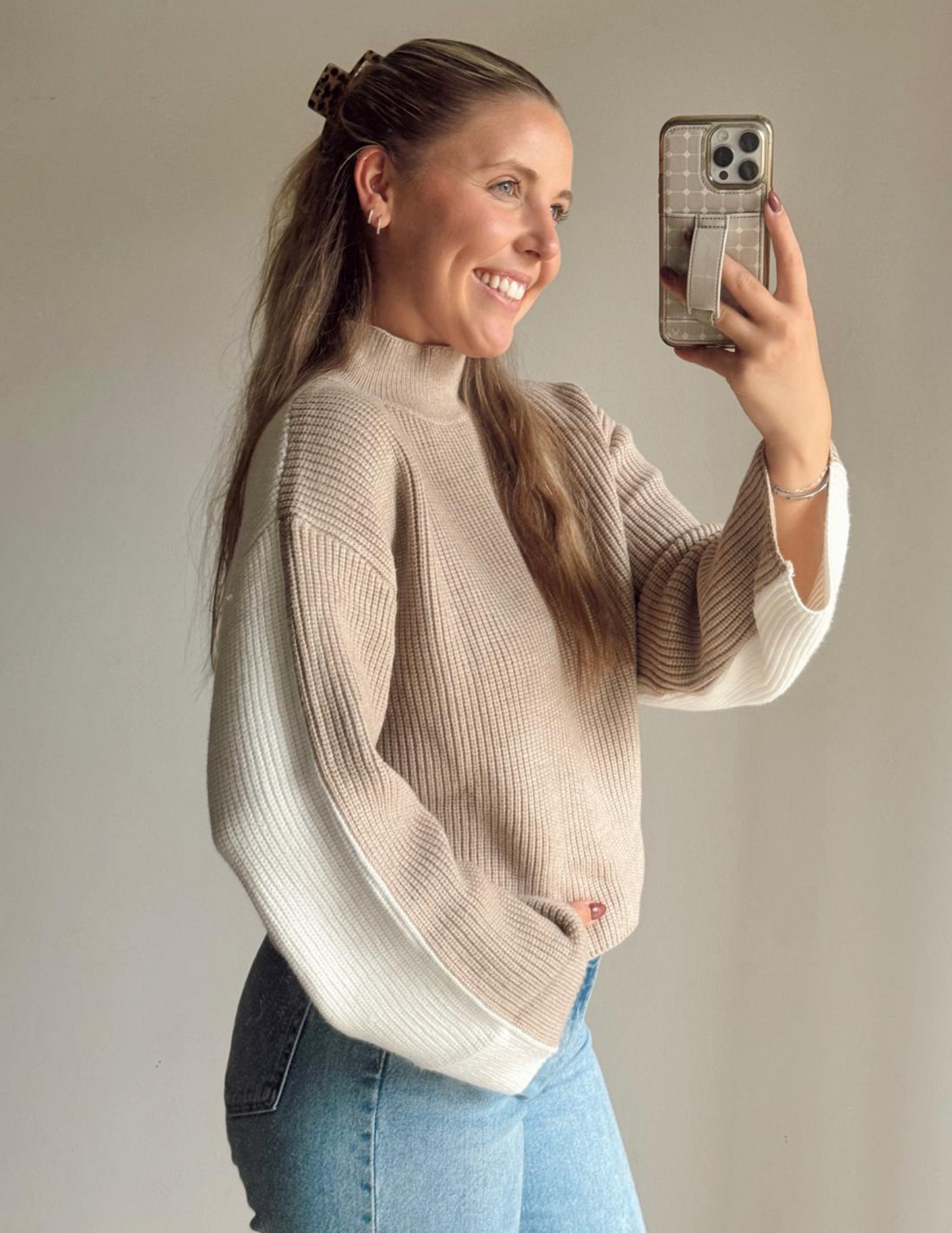 Maisie Two-Toned Mock Neck Sweater