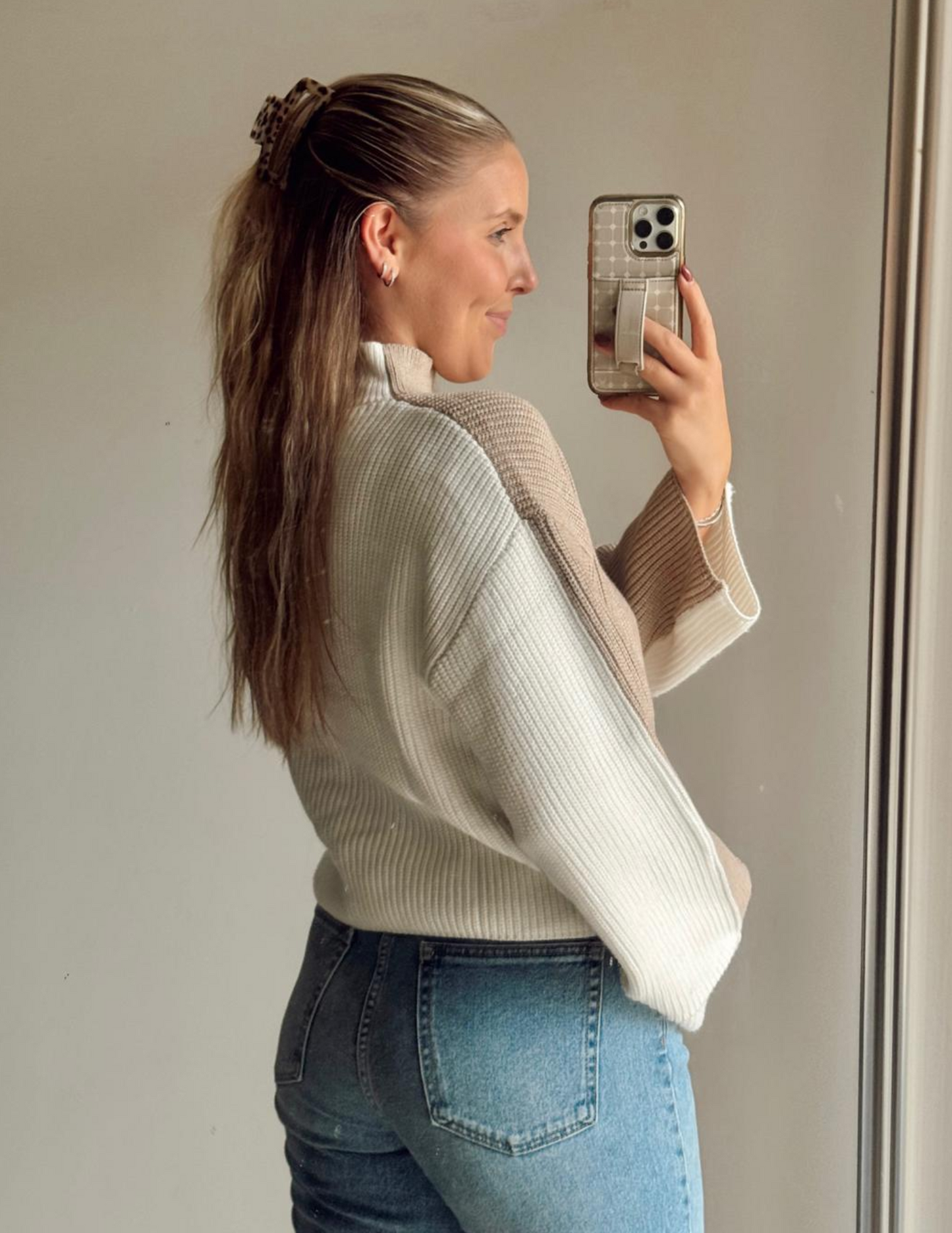 Maisie Two-Toned Mock Neck Sweater