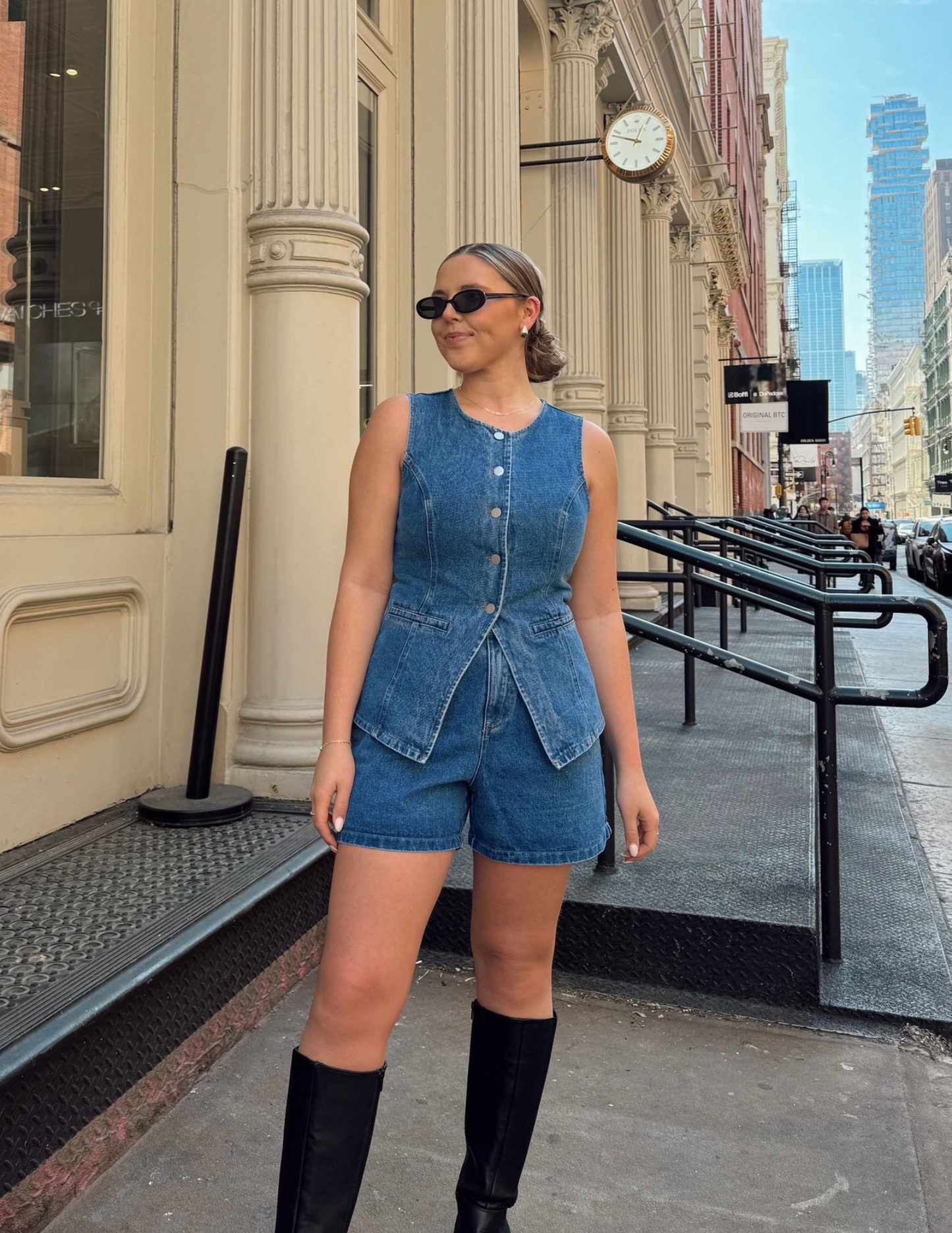 Soho Denim Top and Shorts Set