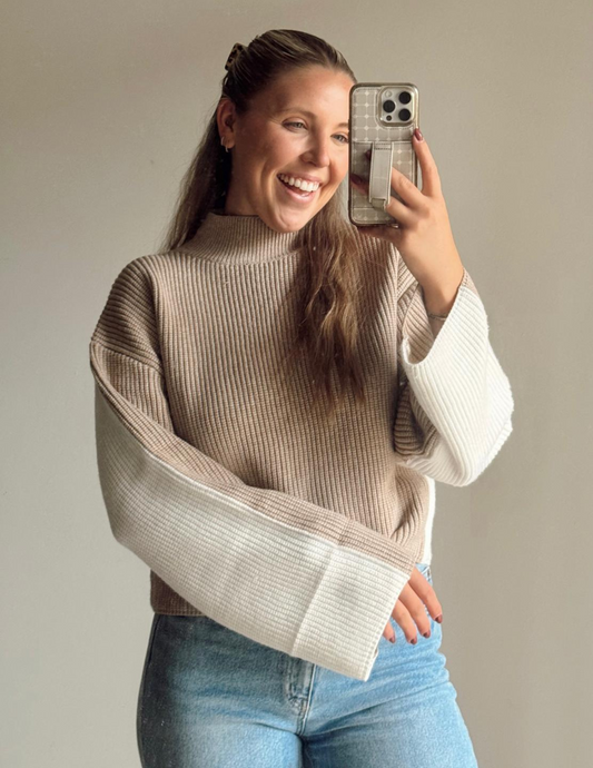 Maisie Two-Toned Mock Neck Sweater