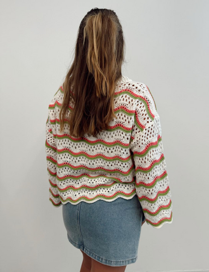 Reese Wavy Crochet Sweater
