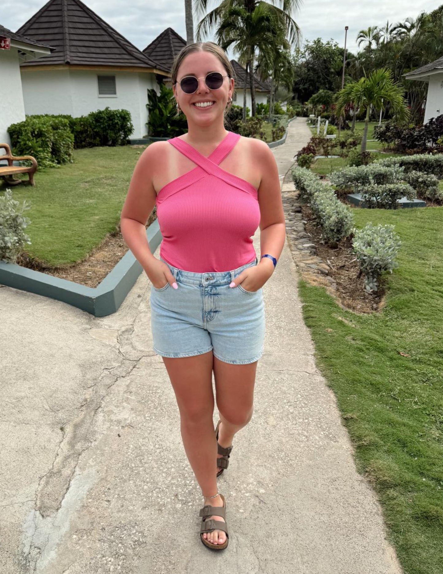 Rosie Sleeveless Cross Solid Knit Top